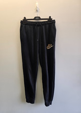 Nike Tracksuit Bottoms Womens Size Medium Black Joggers Cotton Double Swoosh