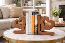 Hand Carved Heart Bookends
