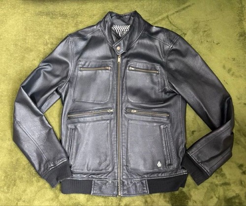 Volcom leather jacket black - leather,