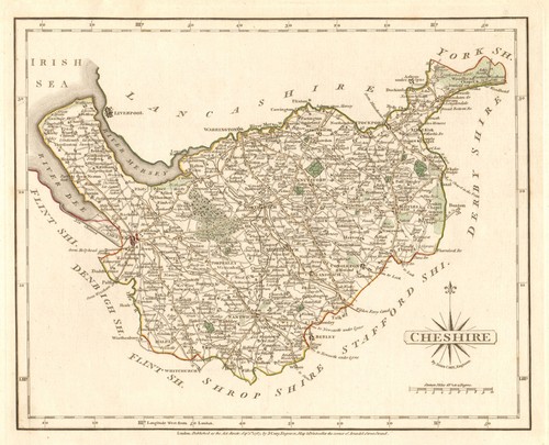 Antique county map cheshire - antique, of