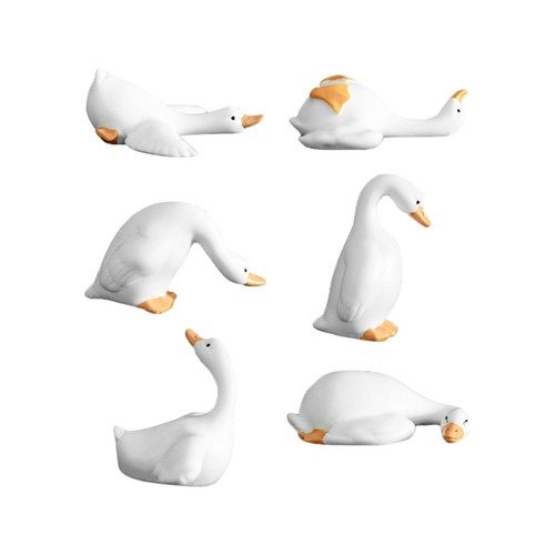6pcs miniature white geese - white,