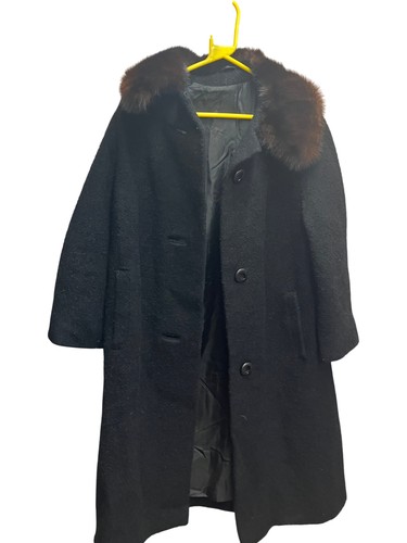 Wool blend overcoat black fur - black,