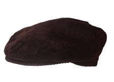 Mens Vintage Dark Brown Corduroy Flat Cap Retro Indie 57cm Medium