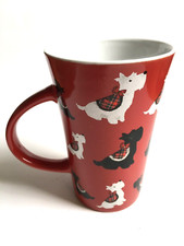 Harris & Maybel Stoneware Scottish Terrier Westie Tall Latte Red Mug Dogs 150ml