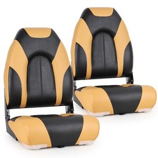 NORTHCAPTAIN A Pair of High Back Folding Boat Seat,   Black/Yellowish-Brown