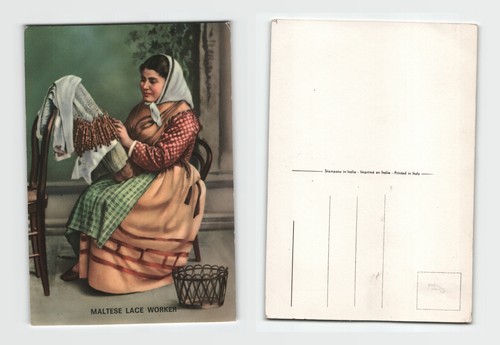 Postcard maltese lace worker - postcard,