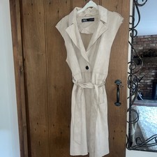 zara suede effect  long waistcoat / sleeveless jacket. Camel colour. Size small 
