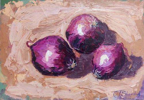 Original oil peinting onions - original,