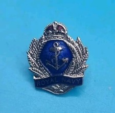 Royal Navy Filigree Crown and Anchor Crest Military Enamel Lapel Badge