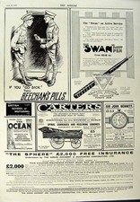 Old Vintage Print 1917 Advertisement Erasmic Soap Perfume Beechams Pens 20th