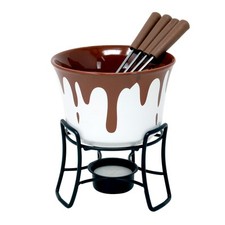 Chocolate Fondue Set with Forks Tealight Burner Melting Pot Kit Metal Stand
