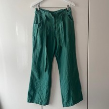 Principles petite pure linen green blue trousers size 10