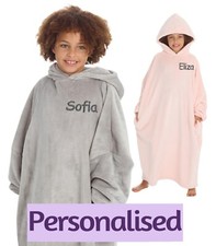 Personalised Oversized Hoodie Lounge Hooded Sweater Blanket Boys Girls Poncho