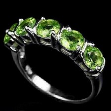Silver Ring Peridot Genuine Natural Mined Gems Solid Sterling Size Q US 8.25