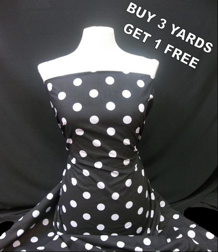 Cotton print black large white - black,