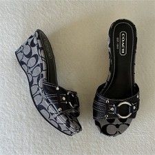 Coach Black Gray Logo Wedge