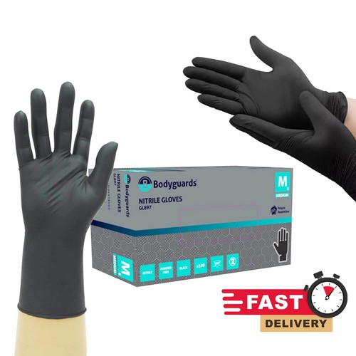 Black nitrile gloves - black,