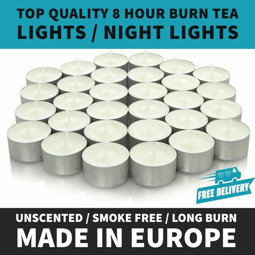 White wax tea light candles - tea,