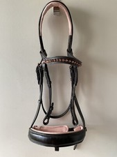 COMFORT BRIDLE brown and pink leather with rosegold buckles COB size