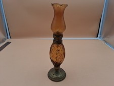 Vtg. Amber Swirl Mini Oil Lamp
