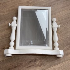 Solid Pine Wooden Dressing Table Tilting Mirror With Stand- Painted White 