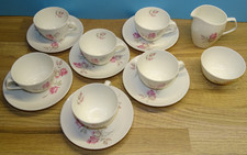 Crown Staffordshire Queensberry English Rose Tea Set - 6 x Cups & Saucers