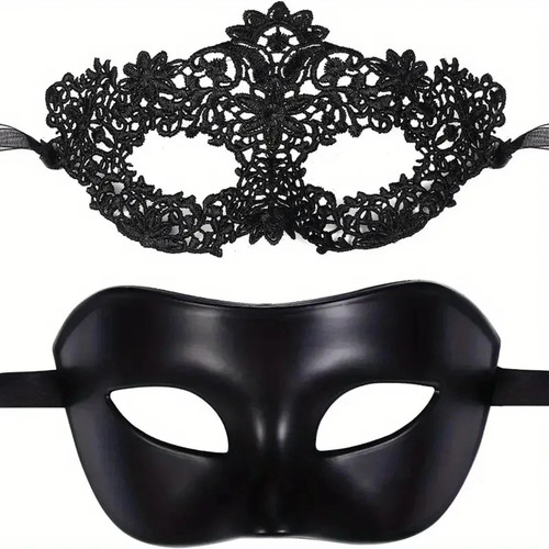 2pcs black lace masquerade - 2pcs,