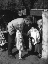Family coming out air - family, air-raid