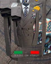 🔥ITALIAN  SUIT -DIEGO CERRUTI DOUBLE BREASTED BROWN SUIT XL UK 46 IT 56 38W