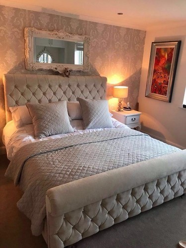 Sleigh upholstered bed frame - bed,