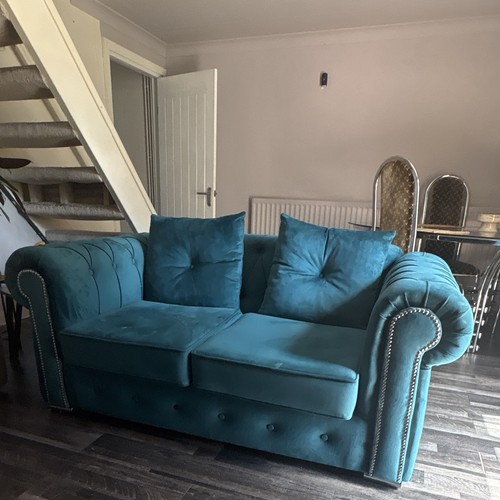 Scs green velvet seater sofa - 2,
