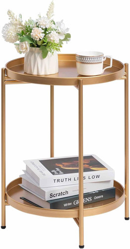 Gold round side table living - round,