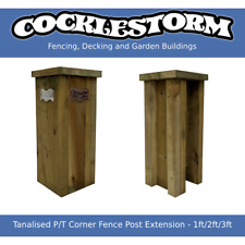 1ft/2ft/3ft Tanalised Timber/Concrete Garden Fence Corner Post Extension
