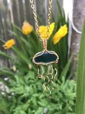 Genuine English Sea glass Jewellery Pendant+Necklace Gold Plated, Unique Gift