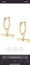 BNIB Daisy London 18k Gold Plated T Bar Earrings Stacked Hoop Jewellery Boxed