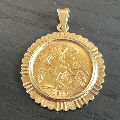 1911 george half sovereign - half,