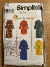 Vintage Simplicity Pattern 7417 Bath Robe Dressing Gown L to XL  42 to 48