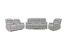 Grey Leather Electric Recliner