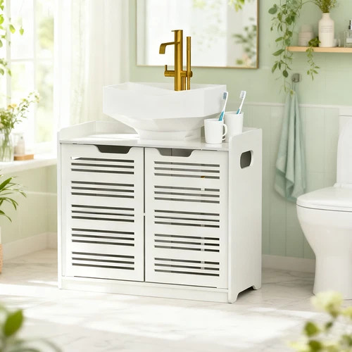 White stylish bathroom cabinet - white,