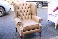 High Back Vintage Real Leather Cracked Wax Tan Ex-Display Chesterfield Made INUK