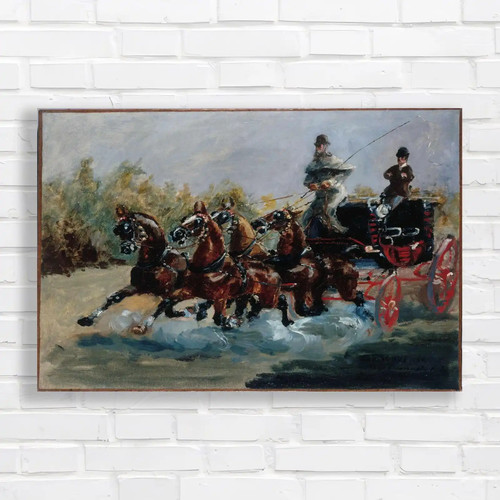 Horse drawn carriage painting - horse-drawn,