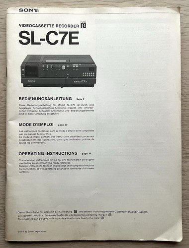 Sony c7e betamax vcr manual - betamax,
