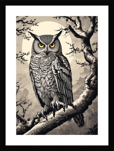 Intimate owl framed wall - intimate, art