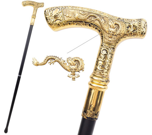 Golden dragon walking - golden,