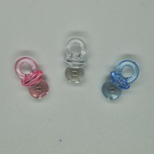 20x Dummy Pacifier Charms Transparent Acrylic Baby Jewellery Clip Making 20x10mm
