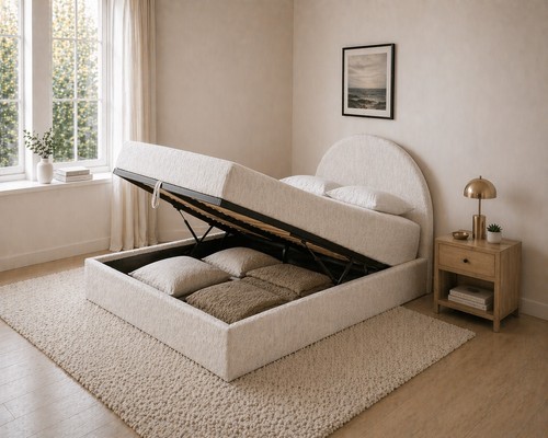 Ivory white boucle - ivory, ottoman