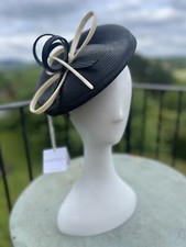 Whiteley Black & Ivory Small Hat BNWT For Wedding/Ascot.Made In England RRP £165