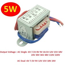 EI41 5W Power Transformer 220V/380V To 6V/9V/12V/15V -220V AC Single/Dual 5VA