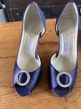 ladies Rainbow Couture blue satin shoes size 5 worn for 1 hour on carpet  B2