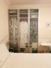White Wardrobe/Pax Ikea/Aluminum Door Frames and Frost Glass/Excellent condition